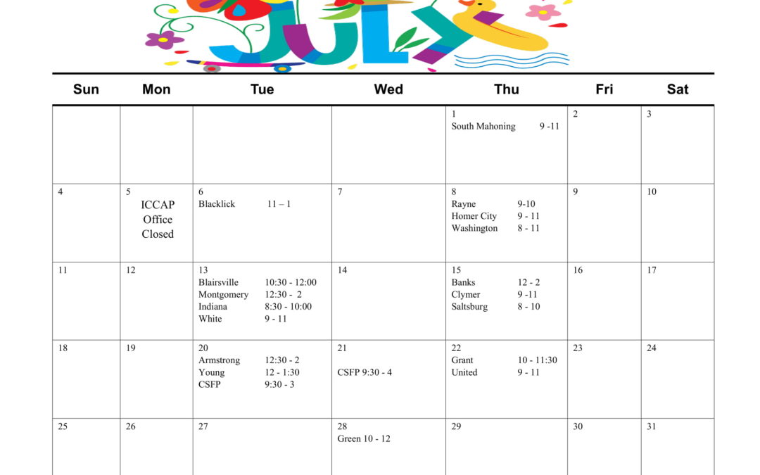 July 2021 Food Pantry Schedule