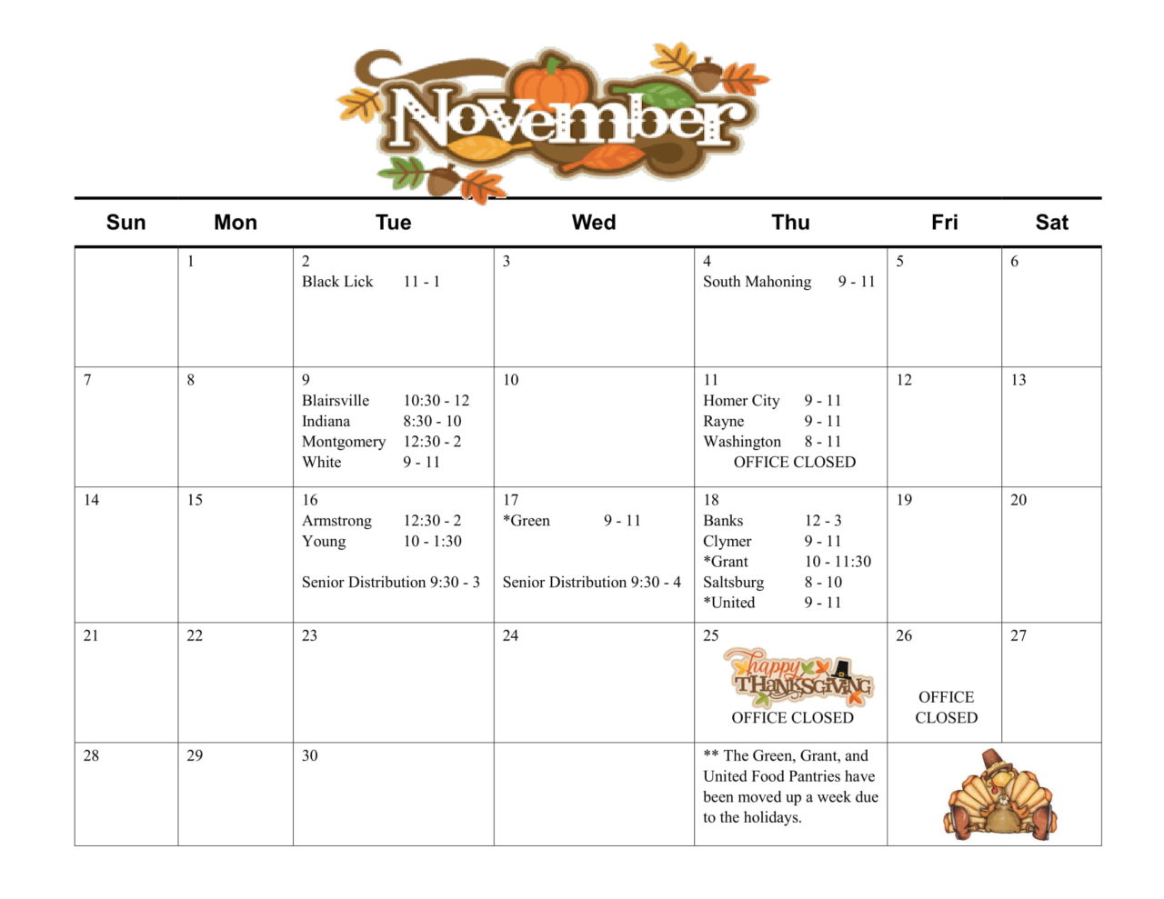 November 2021 Food Pantry Schedule • ICCAP