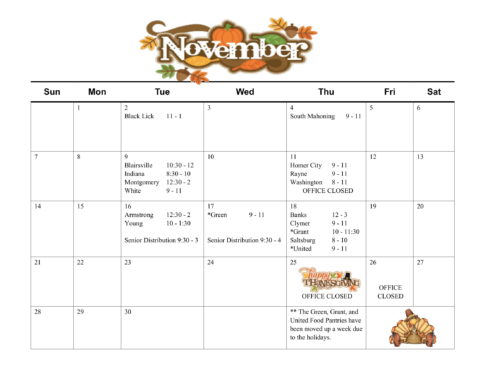 November 2021 Food Pantry Schedule • ICCAP